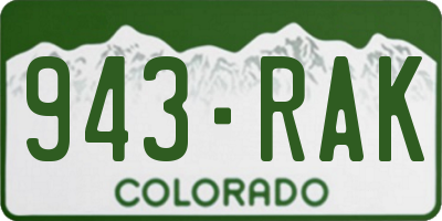 CO license plate 943RAK