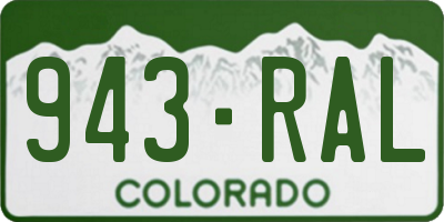 CO license plate 943RAL