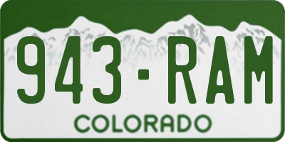 CO license plate 943RAM