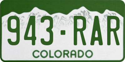 CO license plate 943RAR