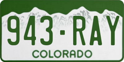 CO license plate 943RAY