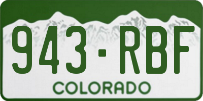 CO license plate 943RBF