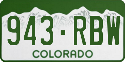 CO license plate 943RBW