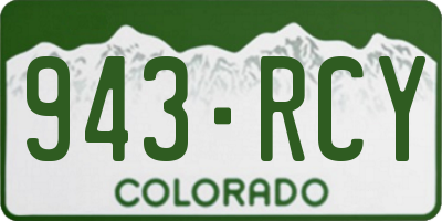 CO license plate 943RCY