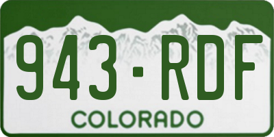 CO license plate 943RDF