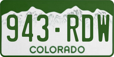 CO license plate 943RDW