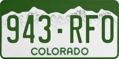 CO license plate 943RFO