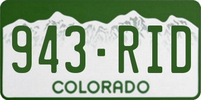 CO license plate 943RID