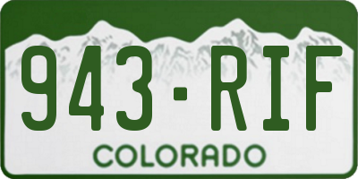 CO license plate 943RIF