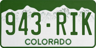 CO license plate 943RIK