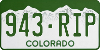 CO license plate 943RIP