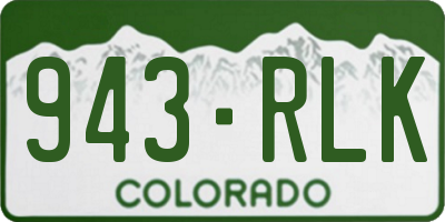 CO license plate 943RLK