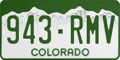 CO license plate 943RMV