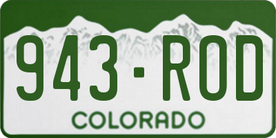 CO license plate 943ROD