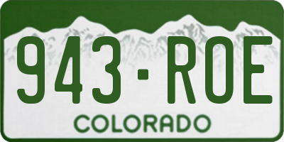 CO license plate 943ROE