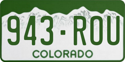 CO license plate 943ROU