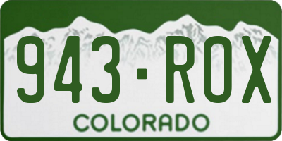 CO license plate 943ROX