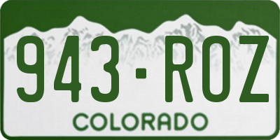 CO license plate 943ROZ