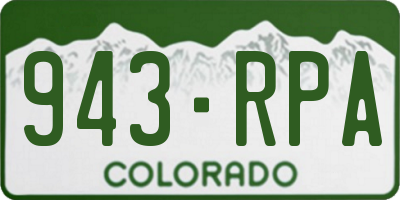 CO license plate 943RPA