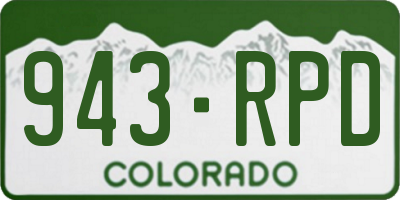CO license plate 943RPD