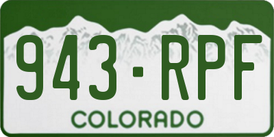 CO license plate 943RPF