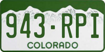 CO license plate 943RPI