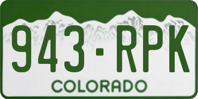 CO license plate 943RPK