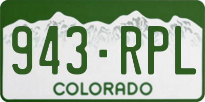 CO license plate 943RPL