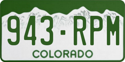 CO license plate 943RPM