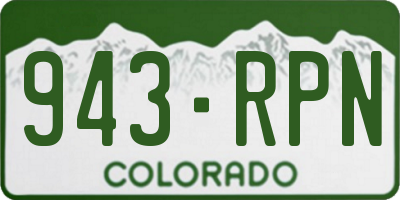 CO license plate 943RPN