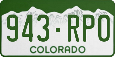 CO license plate 943RPO