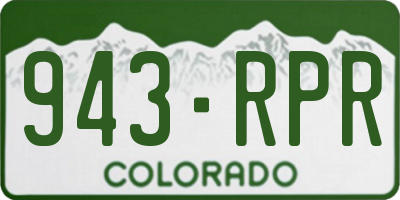 CO license plate 943RPR