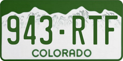CO license plate 943RTF