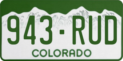 CO license plate 943RUD