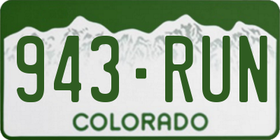 CO license plate 943RUN