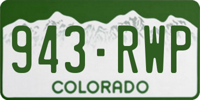 CO license plate 943RWP