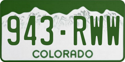 CO license plate 943RWW