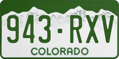 CO license plate 943RXV