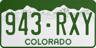 CO license plate 943RXY