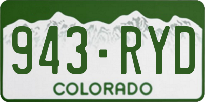 CO license plate 943RYD