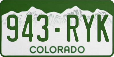 CO license plate 943RYK