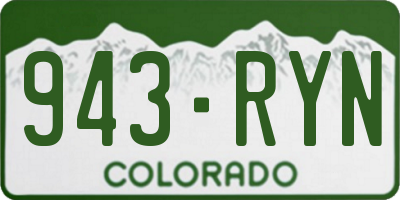CO license plate 943RYN