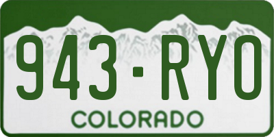 CO license plate 943RYO