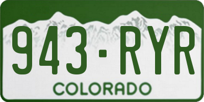 CO license plate 943RYR