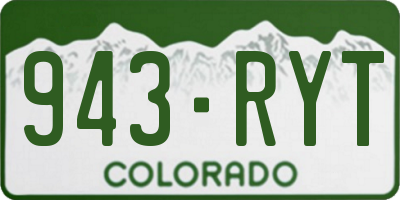 CO license plate 943RYT