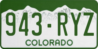 CO license plate 943RYZ