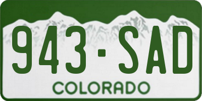 CO license plate 943SAD
