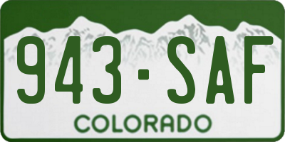 CO license plate 943SAF