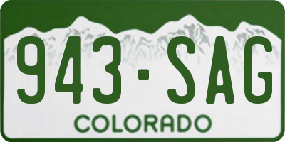 CO license plate 943SAG