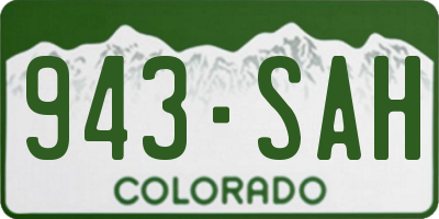 CO license plate 943SAH